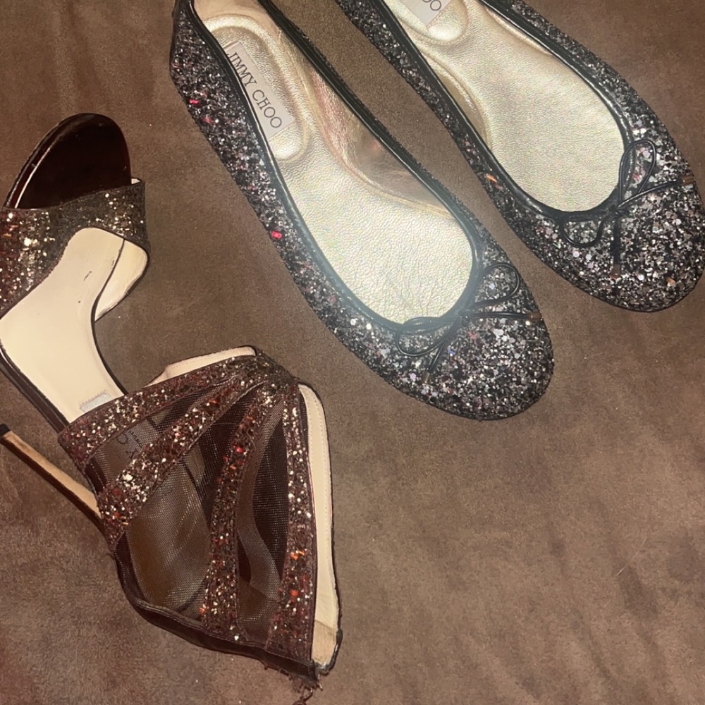 Jimmy choo glitter flats! Perfect for all day